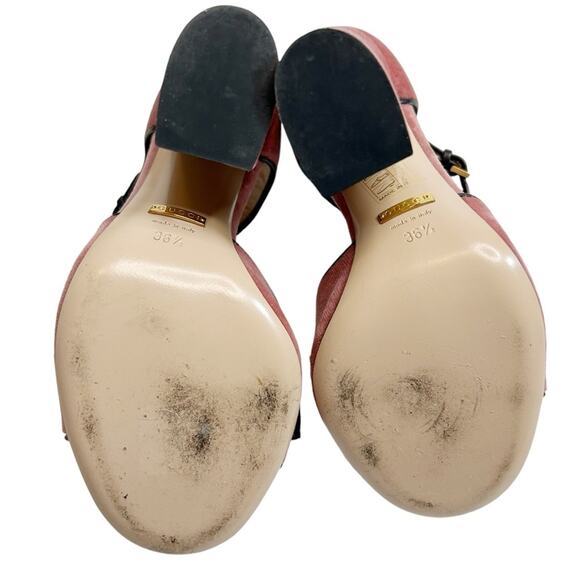 GUCCI Tibet Velvet Pearl Bee GG Embellished Heeled Sandals - Picture 9 of 12